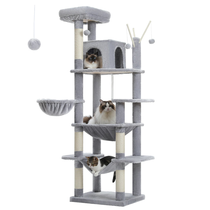 Tour à chat XXL 175 cm – 7 niveaux, hamacs XL & stabilité renforcée