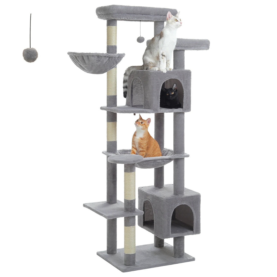 Arbre à chat XXL 175 cm – 2 hamacs, condos & griffoirs pour grands félins