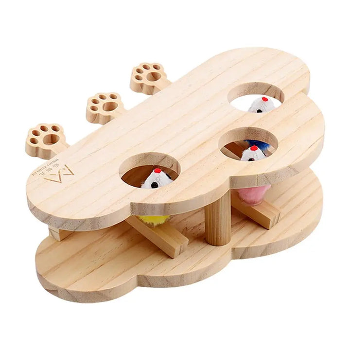 Jeu de taupe griffoir pour chat avec 3 taupes en peluche intégrées - HautePattes